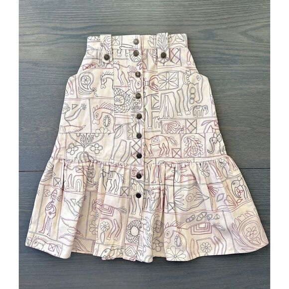 MAGALI PASCAL Flounched Midi‎ Skirt Abstract Human &...